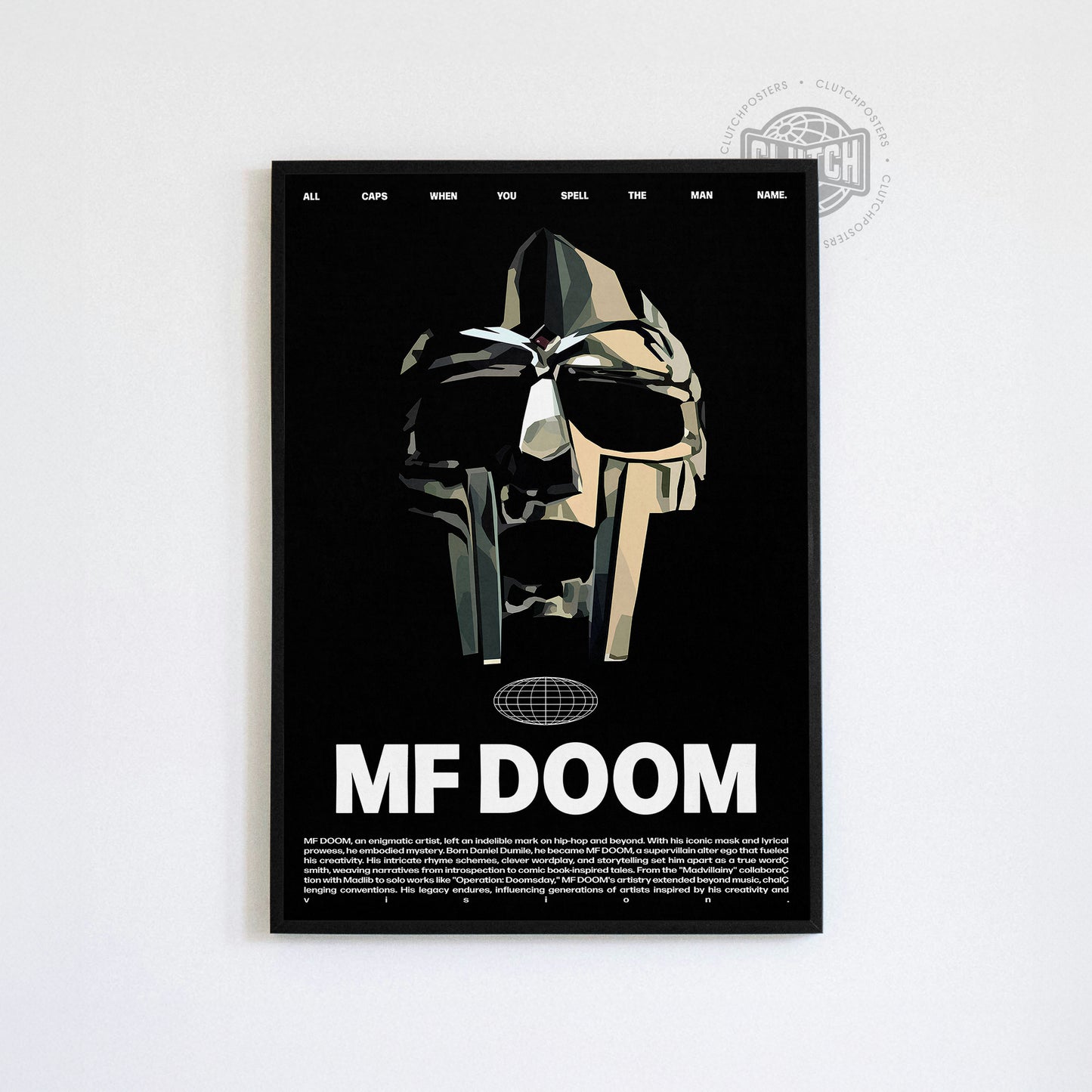 MF DOOM 'Masked Villain' B&W Poster