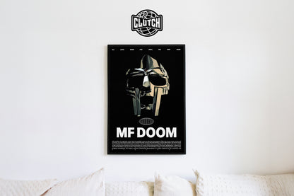 MF DOOM 'Masked Villain' B&W Poster