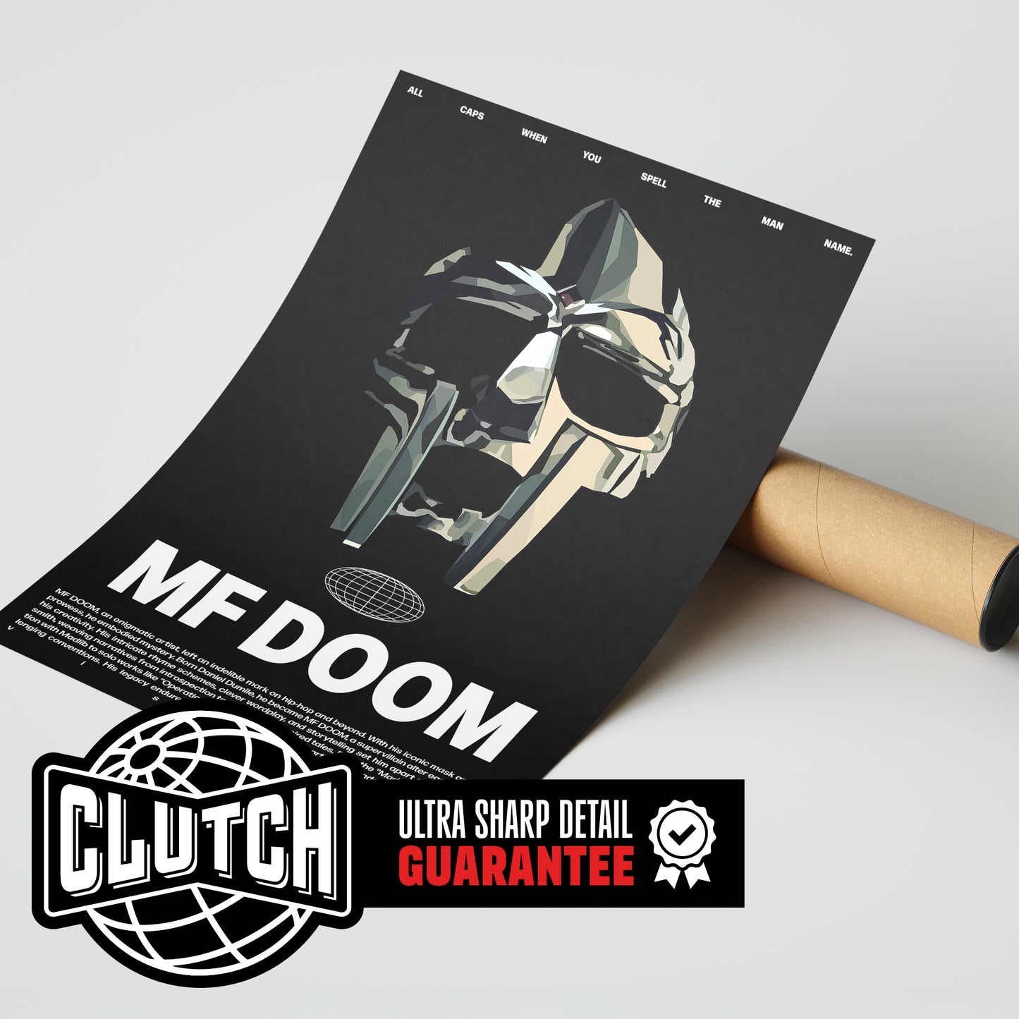 MF DOOM 'Masked Villain' B&W Poster