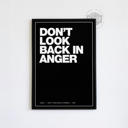 Oasis 'Don't Look Back In Anger' Lyric Poster