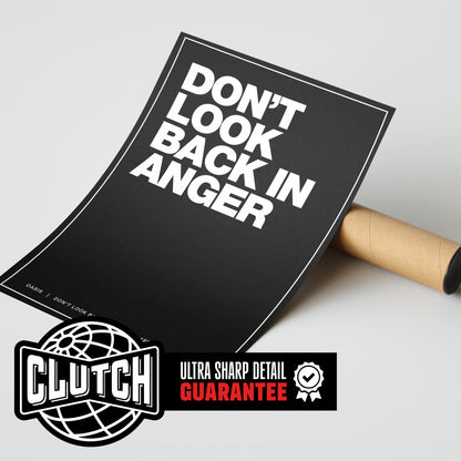 Oasis 'Don't Look Back In Anger' Lyric Poster