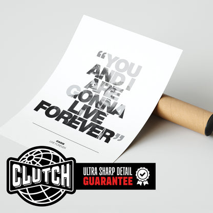 Oasis 'Live Forever' Lyric Poster