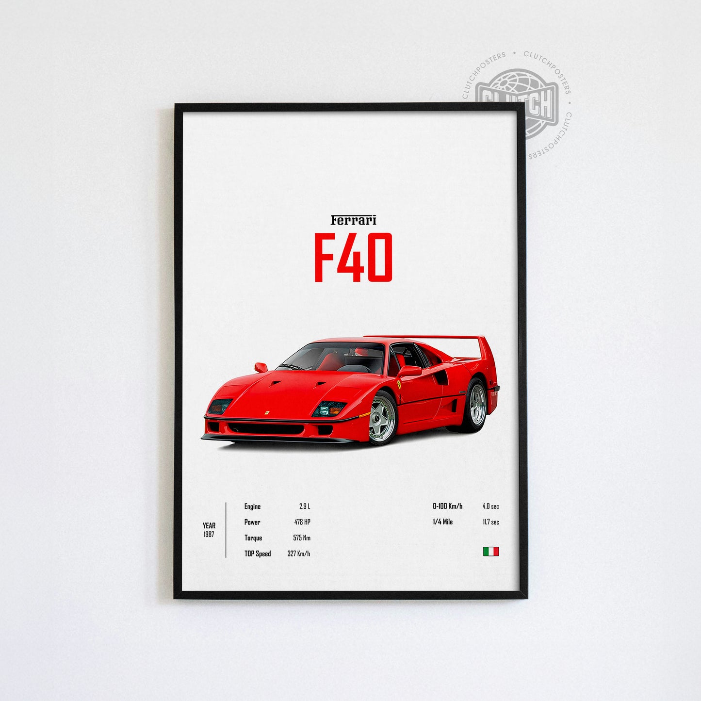 Ferrari F40 'CORE' Car Poster