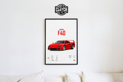 Ferrari F40 'CORE' Car Poster