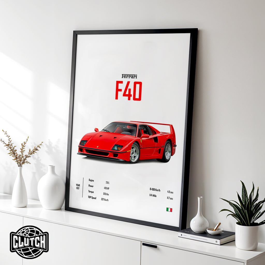 Ferrari F40 'CORE' Car Poster