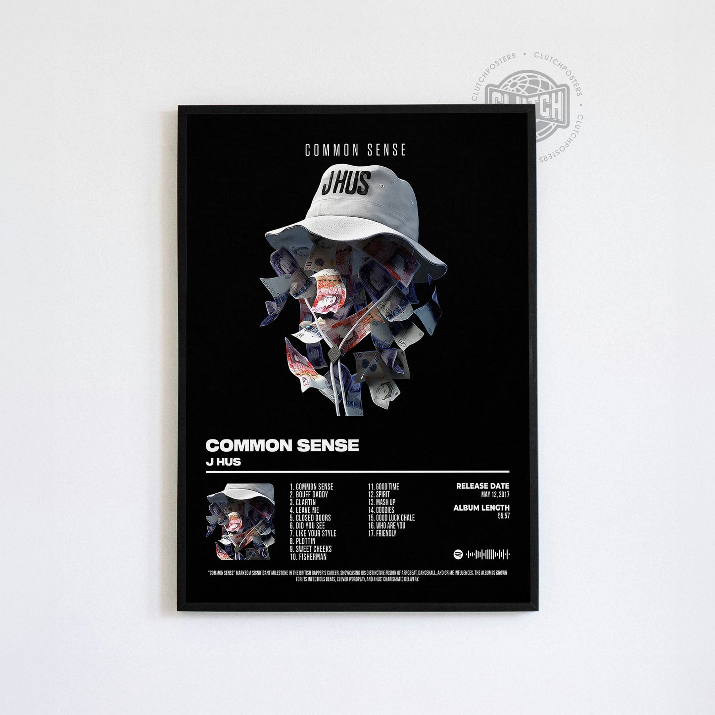 J Hus "Common Sense" Album Poster
