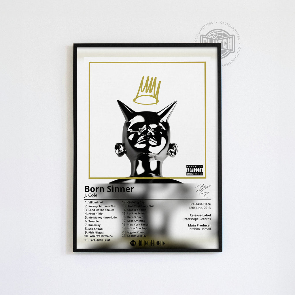 J Cole 'Born Sinner' Album Poster