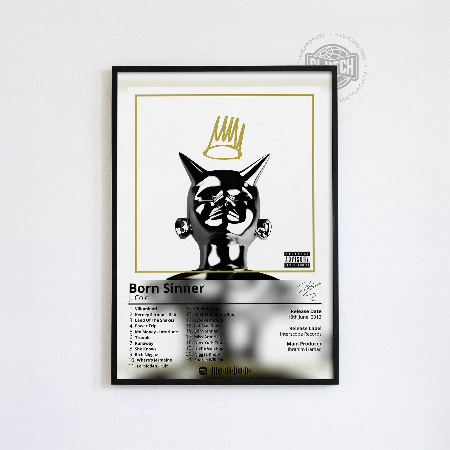 J Cole 'Born Sinner' Album Poster