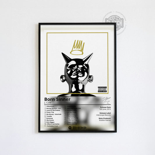 J Cole 'Born Sinner' Album Poster