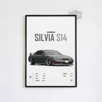 Nissan Silvia S14 'CORE' Car Poster