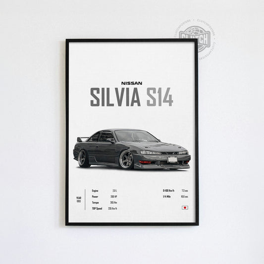 Nissan Silvia S14 'CORE' Car Poster
