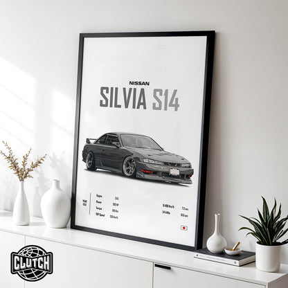 Nissan Silvia S14 'CORE' Car Poster