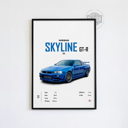 Nissan Skyline GT-R R34 'CORE' Car Poster
