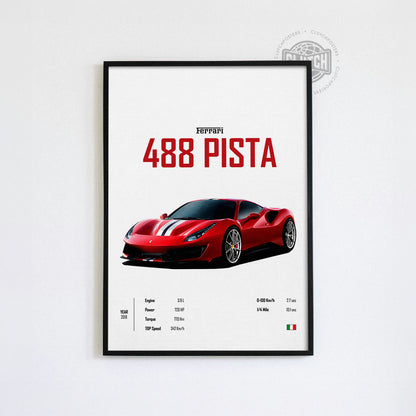 Ferrari 488 Pista 'CORE' Car Poster