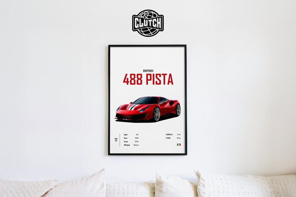 Ferrari 488 Pista 'CORE' Car Poster