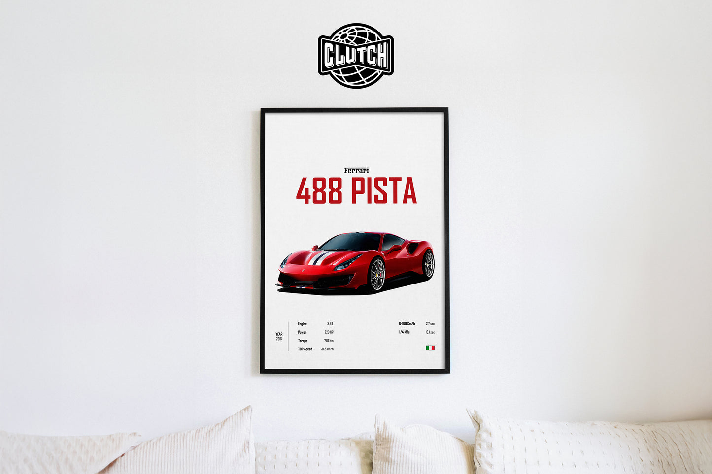 Ferrari 488 Pista 'CORE' Car Poster