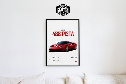 Ferrari 488 Pista 'CORE' Car Poster