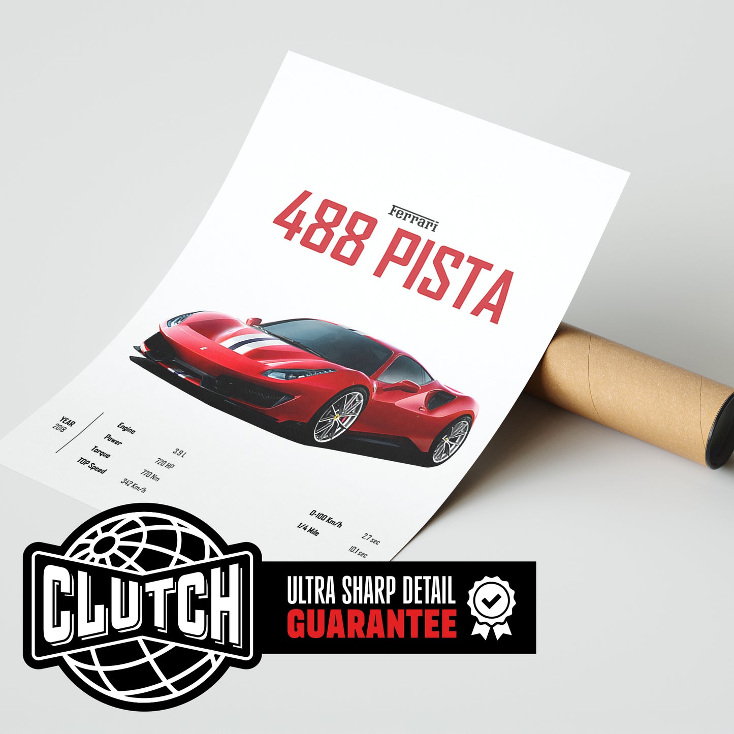 Ferrari 488 Pista 'CORE' Car Poster