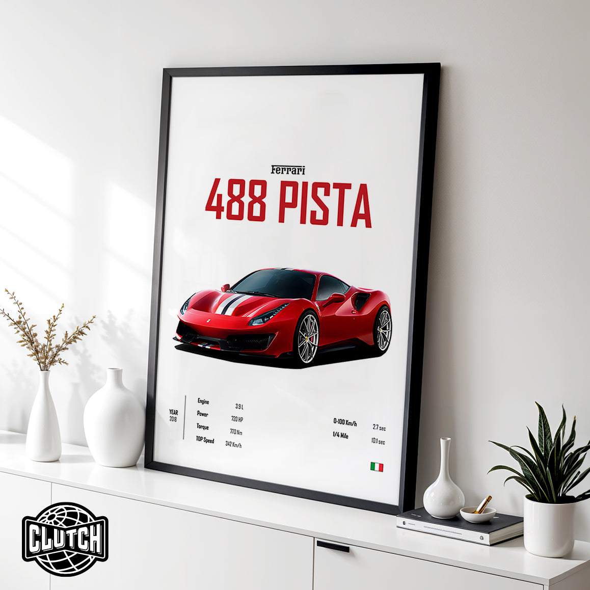 Ferrari 488 Pista 'CORE' Car Poster