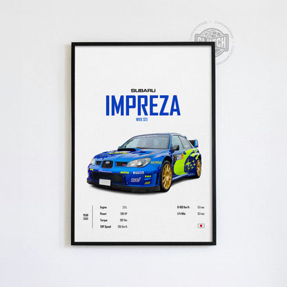 Subaru Impreza WRX STI 'CORE' Car Poster