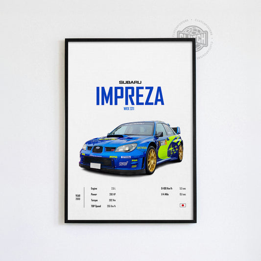 Subaru Impreza WRX STI 'CORE' Car Poster