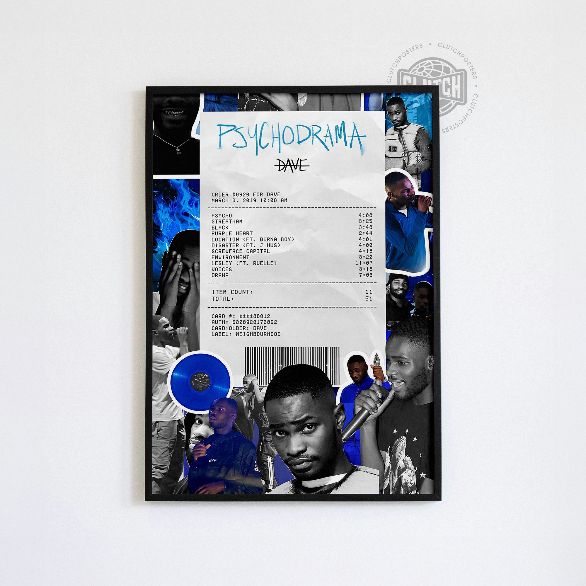 Dave "PSYCHODRAMA" Receipts Album Poster