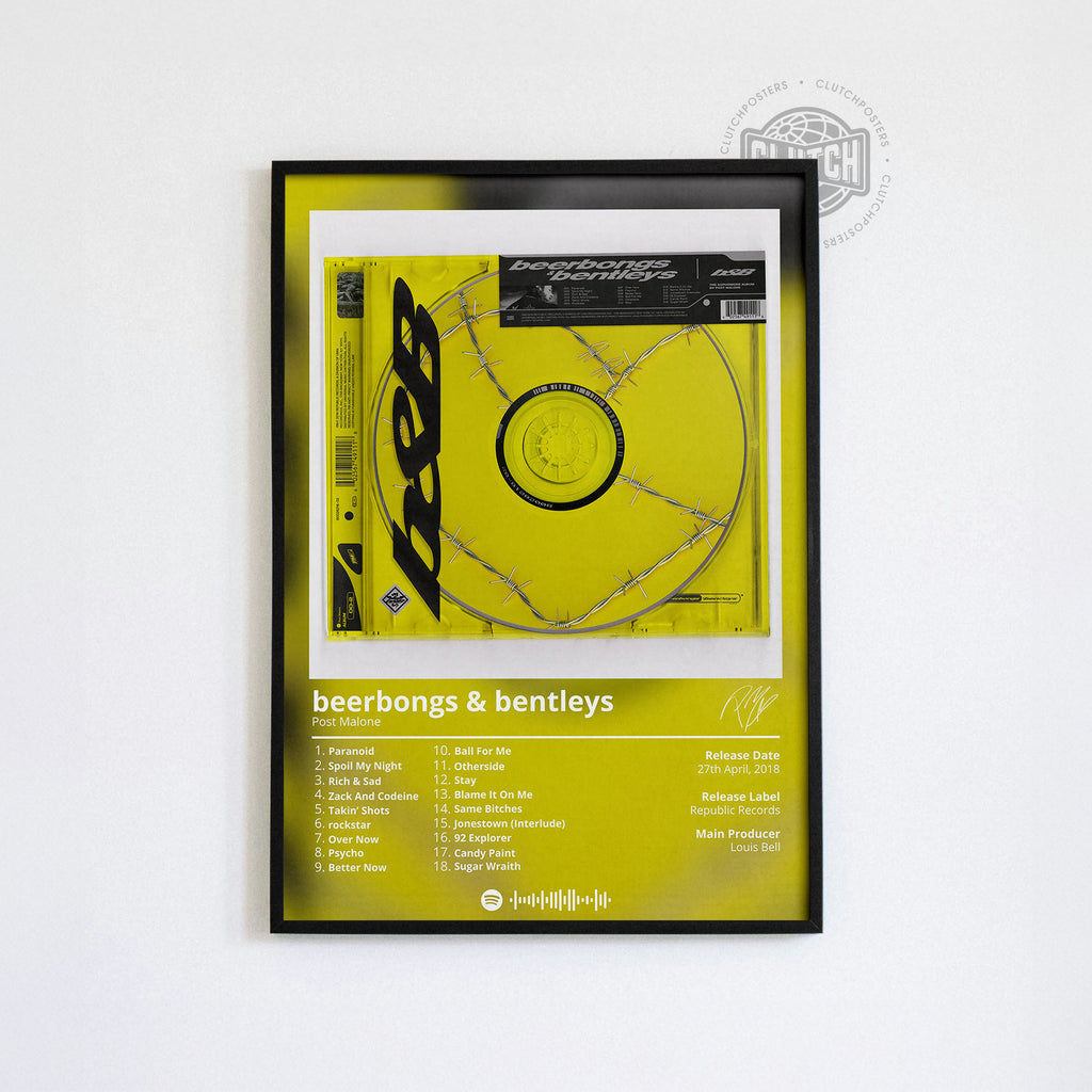 Post Malone 'Beerbongs & Bentleys' Album Poster
