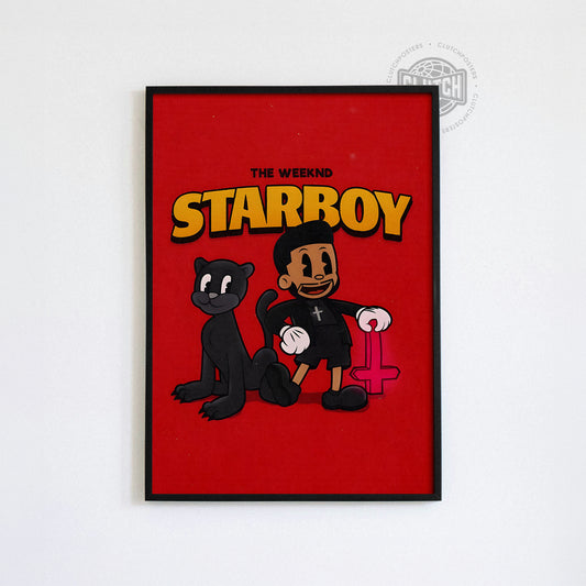 The Weeknd 'Starboy' Cartoon Poster