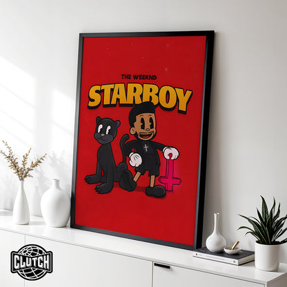 The Weeknd 'Starboy' Cartoon Poster