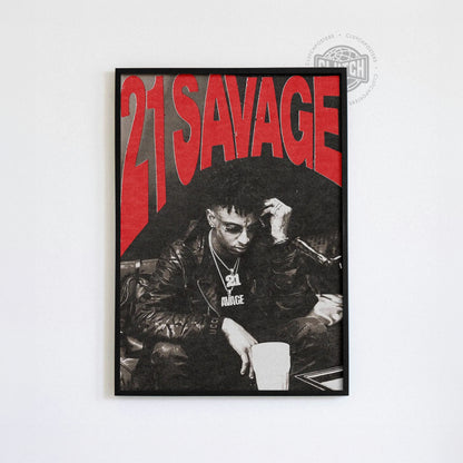 21 Savage Red Writing Poster