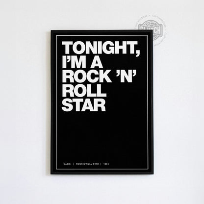 Oasis 'Rock 'n Roll Star' Lyric Poster