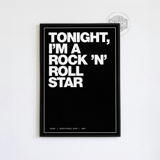 Oasis 'Rock 'n Roll Star' Lyric Poster