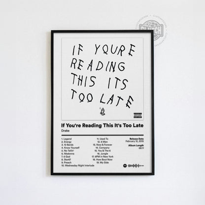 Drake 'If You're Reading This It's Too Late' Album Poster