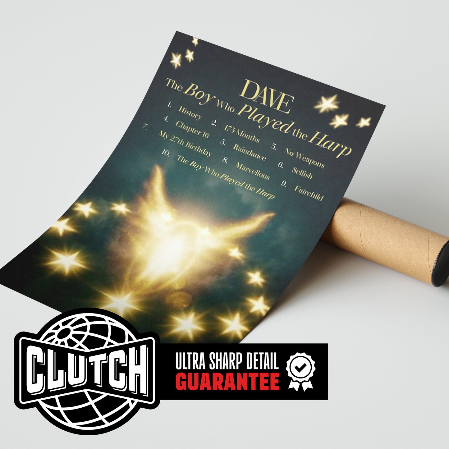 Dave 'The Boy Who Played Harp' Tracklist Poster