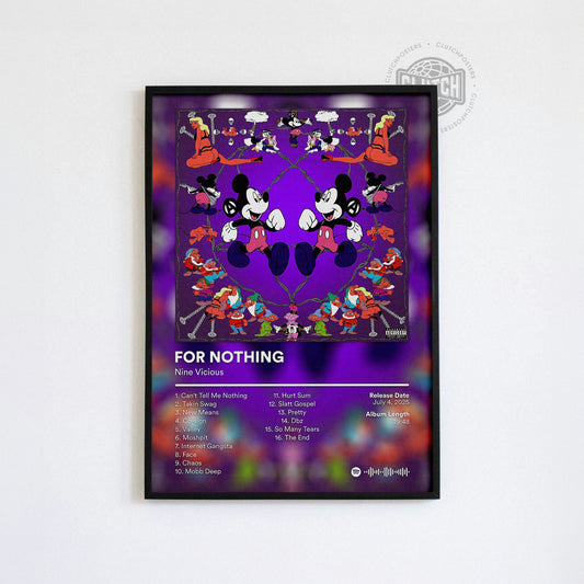 Nine Vicious 'For Nothing' Album Poster