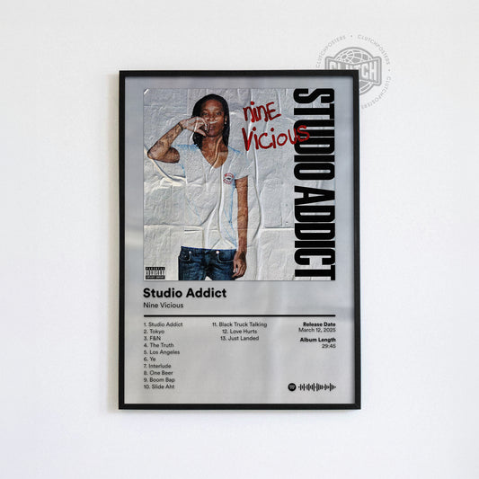 Nine Vicious 'Studio Addict' Album Poster