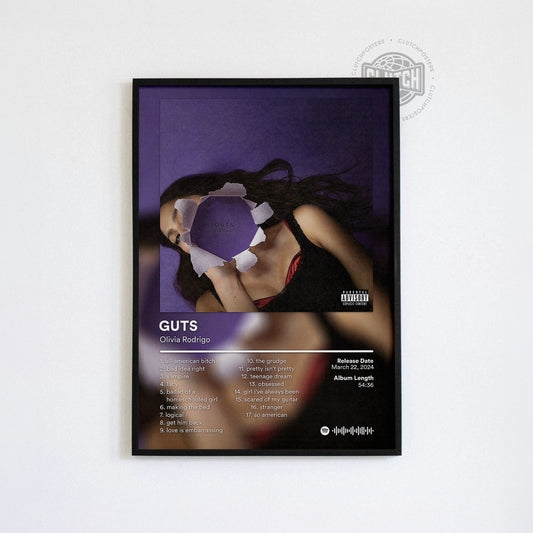 Olivia Rodrigo 'GUTS' (Spilled) Album Poster